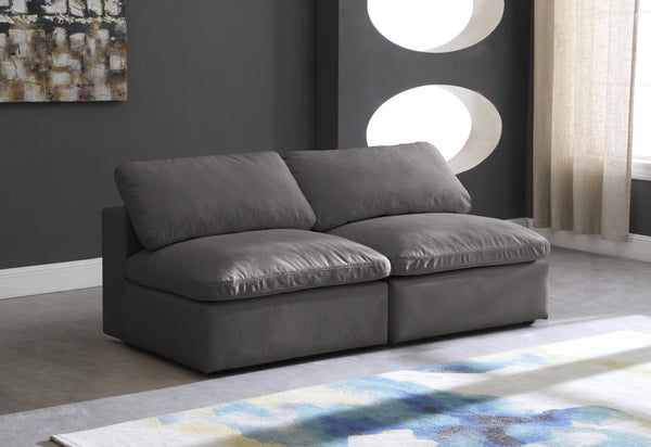 Cozy Velvet / Fiber / Engineered Wood Contemporary Grey Velvet Cloud-Like Comfort Modular Armless Sofa - 78" W x 40" D x 32" H