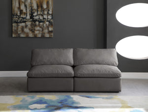Cozy Velvet / Fiber / Engineered Wood Contemporary Grey Velvet Cloud-Like Comfort Modular Armless Sofa - 78" W x 40" D x 32" H