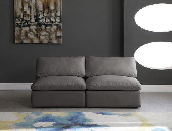 Cozy Velvet / Fiber / Engineered Wood Contemporary Grey Velvet Cloud-Like Comfort Modular Armless Sofa - 78" W x 40" D x 32" H