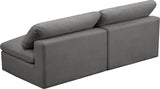 Cozy Velvet / Fiber / Engineered Wood Contemporary Grey Velvet Cloud-Like Comfort Modular Armless Sofa - 78" W x 40" D x 32" H