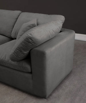 Cozy Velvet / Fiber / Engineered Wood Contemporary Grey Velvet Cloud-Like Comfort Modular Armless Sofa - 78" W x 40" D x 32" H