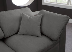Cozy Velvet / Fiber / Engineered Wood Contemporary Grey Velvet Cloud-Like Comfort Modular Armless Sofa - 78" W x 40" D x 32" H