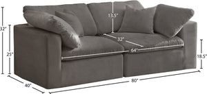 Cozy Velvet / Fiber / Engineered Wood Contemporary Grey Velvet Cloud-Like Comfort Modular Sofa - 80" W x 40" D x 32" H