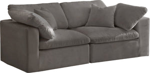 Cozy Velvet / Fiber / Engineered Wood Contemporary Grey Velvet Cloud-Like Comfort Modular Sofa - 80" W x 40" D x 32" H