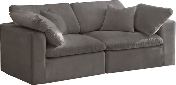 Cozy Velvet / Fiber / Engineered Wood Contemporary Grey Velvet Cloud-Like Comfort Modular Sofa - 80" W x 40" D x 32" H