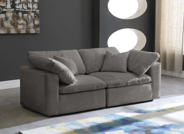 Cozy Velvet / Fiber / Engineered Wood Contemporary Grey Velvet Cloud-Like Comfort Modular Sofa - 80" W x 40" D x 32" H