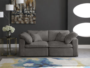 Cozy Velvet / Fiber / Engineered Wood Contemporary Grey Velvet Cloud-Like Comfort Modular Sofa - 80" W x 40" D x 32" H