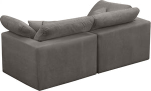 Cozy Velvet / Fiber / Engineered Wood Contemporary Grey Velvet Cloud-Like Comfort Modular Sofa - 80" W x 40" D x 32" H