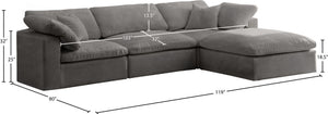 Cozy Velvet / Fiber / Engineered Wood Contemporary Grey Velvet Cloud-Like Comfort Modular Sectional - 119" W x 80" D x 32" H