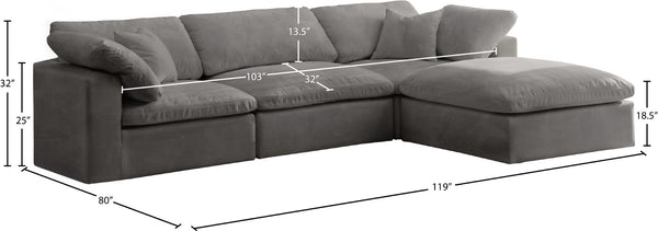 Cozy Velvet / Fiber / Engineered Wood Contemporary Grey Velvet Cloud-Like Comfort Modular Sectional - 119" W x 80" D x 32" H