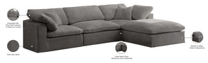 Cozy Velvet / Fiber / Engineered Wood Contemporary Grey Velvet Cloud-Like Comfort Modular Sectional - 119" W x 80" D x 32" H