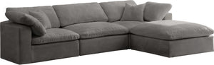 Cozy Velvet / Fiber / Engineered Wood Contemporary Grey Velvet Cloud-Like Comfort Modular Sectional - 119" W x 80" D x 32" H