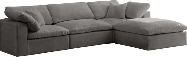 Cozy Velvet / Fiber / Engineered Wood Contemporary Grey Velvet Cloud-Like Comfort Modular Sectional - 119" W x 80" D x 32" H