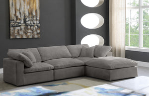 Cozy Velvet / Fiber / Engineered Wood Contemporary Grey Velvet Cloud-Like Comfort Modular Sectional - 119" W x 80" D x 32" H
