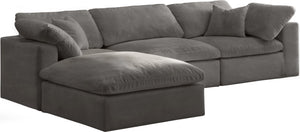 Cozy Velvet / Fiber / Engineered Wood Contemporary Grey Velvet Cloud-Like Comfort Modular Sectional - 119" W x 80" D x 32" H