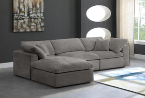 Cozy Velvet / Fiber / Engineered Wood Contemporary Grey Velvet Cloud-Like Comfort Modular Sectional - 119" W x 80" D x 32" H