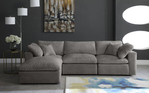 Cozy Velvet / Fiber / Engineered Wood Contemporary Grey Velvet Cloud-Like Comfort Modular Sectional - 119" W x 80" D x 32" H