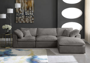 Cozy Velvet / Fiber / Engineered Wood Contemporary Grey Velvet Cloud-Like Comfort Modular Sectional - 119" W x 80" D x 32" H