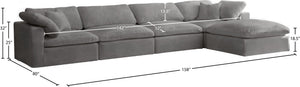 Cozy Velvet / Fiber / Engineered Wood Contemporary Grey Velvet Cloud-Like Comfort Modular Sectional - 158" W x 80" D x 32" H