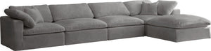 Cozy Velvet / Fiber / Engineered Wood Contemporary Grey Velvet Cloud-Like Comfort Modular Sectional - 158" W x 80" D x 32" H
