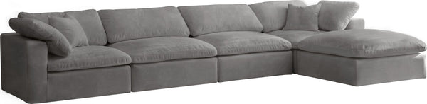 Cozy Velvet / Fiber / Engineered Wood Contemporary Grey Velvet Cloud-Like Comfort Modular Sectional - 158" W x 80" D x 32" H