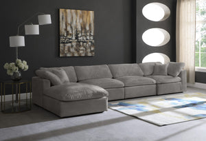 Cozy Velvet / Fiber / Engineered Wood Contemporary Grey Velvet Cloud-Like Comfort Modular Sectional - 158" W x 80" D x 32" H