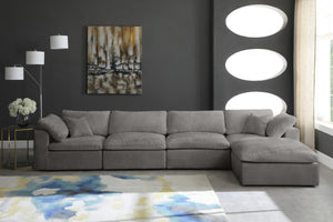 Cozy Velvet / Fiber / Engineered Wood Contemporary Grey Velvet Cloud-Like Comfort Modular Sectional - 158" W x 80" D x 32" H