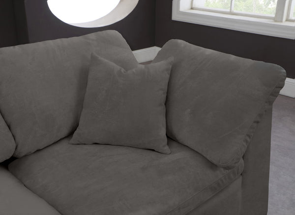 Cozy Velvet / Fiber / Engineered Wood Contemporary Grey Velvet Cloud-Like Comfort Modular Sectional - 158" W x 80" D x 32" H