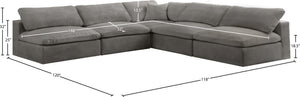Cozy Velvet / Fiber / Engineered Wood Contemporary Grey Velvet Cloud-Like Comfort Modular Sectional - 118" W x 120" D x 32" H