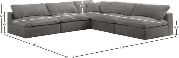 Cozy Velvet / Fiber / Engineered Wood Contemporary Grey Velvet Cloud-Like Comfort Modular Sectional - 118" W x 120" D x 32" H