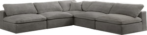 Cozy Velvet / Fiber / Engineered Wood Contemporary Grey Velvet Cloud-Like Comfort Modular Sectional - 118" W x 120" D x 32" H