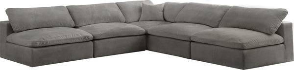 Cozy Velvet / Fiber / Engineered Wood Contemporary Grey Velvet Cloud-Like Comfort Modular Sectional - 118" W x 120" D x 32" H