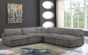 Cozy Velvet / Fiber / Engineered Wood Contemporary Grey Velvet Cloud-Like Comfort Modular Sectional - 118" W x 120" D x 32" H