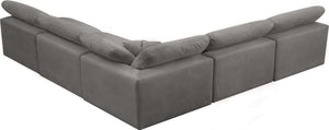 Cozy Velvet / Fiber / Engineered Wood Contemporary Grey Velvet Cloud-Like Comfort Modular Sectional - 118" W x 120" D x 32" H