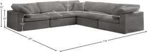 Cozy Velvet / Fiber / Engineered Wood Contemporary Grey Velvet Cloud-Like Comfort Modular Sectional - 119" W x 120" D x 32" H