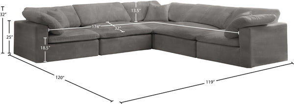 Cozy Velvet / Fiber / Engineered Wood Contemporary Grey Velvet Cloud-Like Comfort Modular Sectional - 119" W x 120" D x 32" H