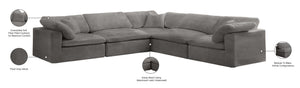 Cozy Velvet / Fiber / Engineered Wood Contemporary Grey Velvet Cloud-Like Comfort Modular Sectional - 119" W x 120" D x 32" H