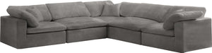 Cozy Velvet / Fiber / Engineered Wood Contemporary Grey Velvet Cloud-Like Comfort Modular Sectional - 119" W x 120" D x 32" H