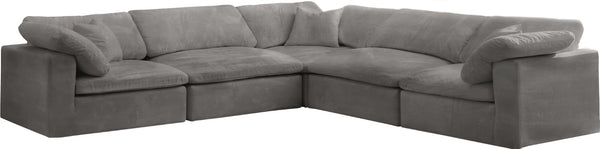 Cozy Velvet / Fiber / Engineered Wood Contemporary Grey Velvet Cloud-Like Comfort Modular Sectional - 119" W x 120" D x 32" H