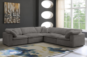 Cozy Velvet / Fiber / Engineered Wood Contemporary Grey Velvet Cloud-Like Comfort Modular Sectional - 119" W x 120" D x 32" H