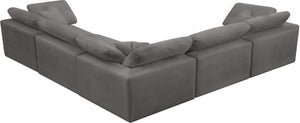 Cozy Velvet / Fiber / Engineered Wood Contemporary Grey Velvet Cloud-Like Comfort Modular Sectional - 119" W x 120" D x 32" H