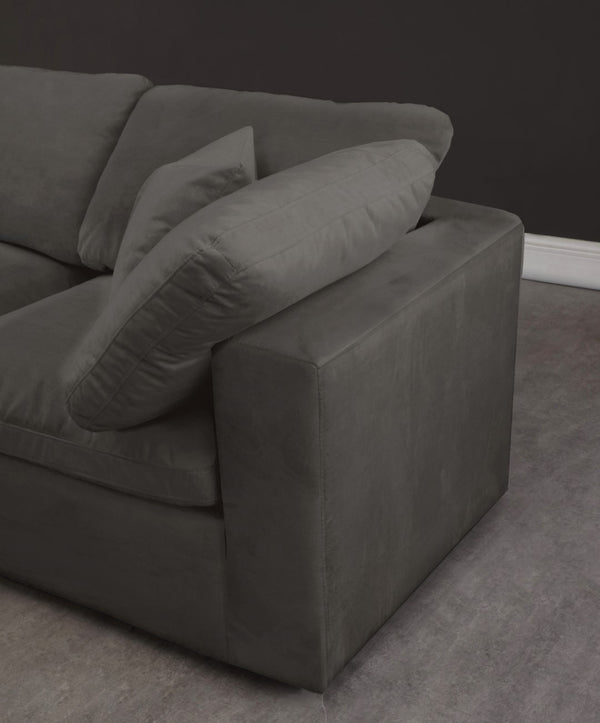Cozy Velvet / Fiber / Engineered Wood Contemporary Grey Velvet Cloud-Like Comfort Modular Sectional - 119" W x 120" D x 32" H