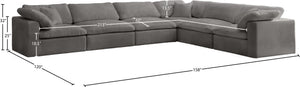 Cozy Velvet / Fiber / Engineered Wood Contemporary Grey Velvet Cloud-Like Comfort Modular Sectional - 158" W x 120" D x 32" H