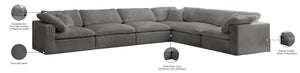 Cozy Velvet / Fiber / Engineered Wood Contemporary Grey Velvet Cloud-Like Comfort Modular Sectional - 158" W x 120" D x 32" H