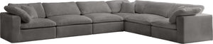 Cozy Velvet / Fiber / Engineered Wood Contemporary Grey Velvet Cloud-Like Comfort Modular Sectional - 158" W x 120" D x 32" H