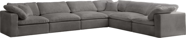 Cozy Velvet / Fiber / Engineered Wood Contemporary Grey Velvet Cloud-Like Comfort Modular Sectional - 158" W x 120" D x 32" H