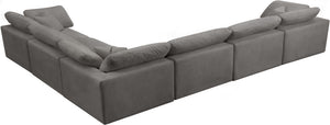 Cozy Velvet / Fiber / Engineered Wood Contemporary Grey Velvet Cloud-Like Comfort Modular Sectional - 158" W x 120" D x 32" H