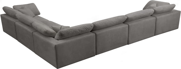 Cozy Velvet / Fiber / Engineered Wood Contemporary Grey Velvet Cloud-Like Comfort Modular Sectional - 158" W x 120" D x 32" H