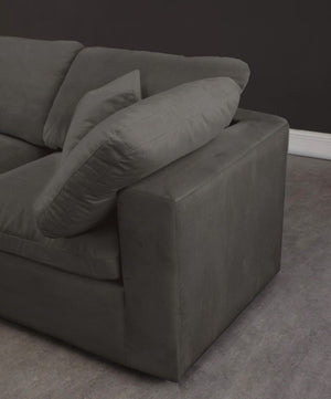Cozy Velvet / Fiber / Engineered Wood Contemporary Grey Velvet Cloud-Like Comfort Modular Sectional - 158" W x 120" D x 32" H
