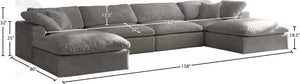Cozy Velvet / Fiber / Engineered Wood Contemporary Grey Velvet Cloud-Like Comfort Modular Sectional - 158" W x 80" D x 32" H